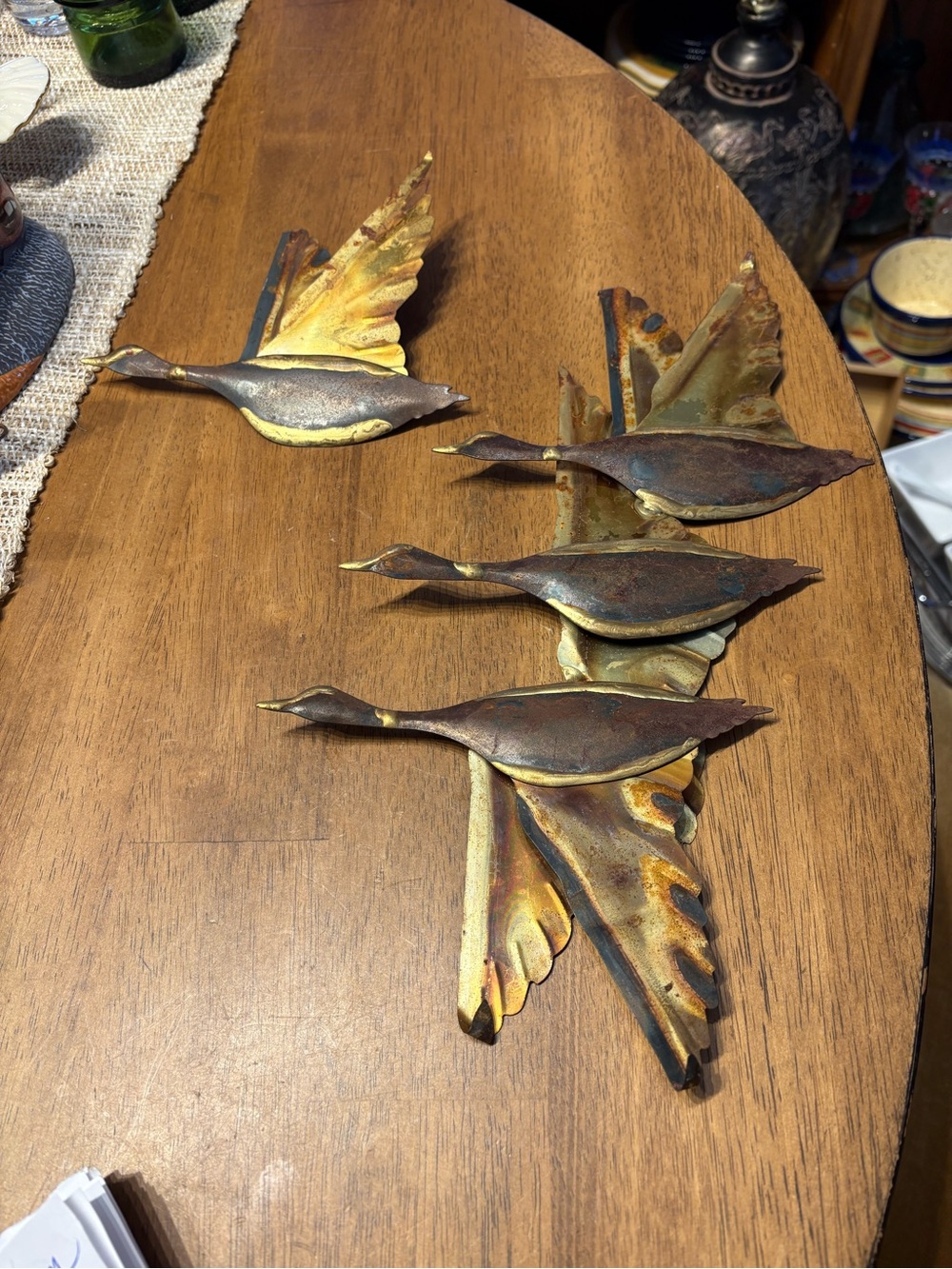 Vintage brass MCM flying geese wall art. Great condition overall
